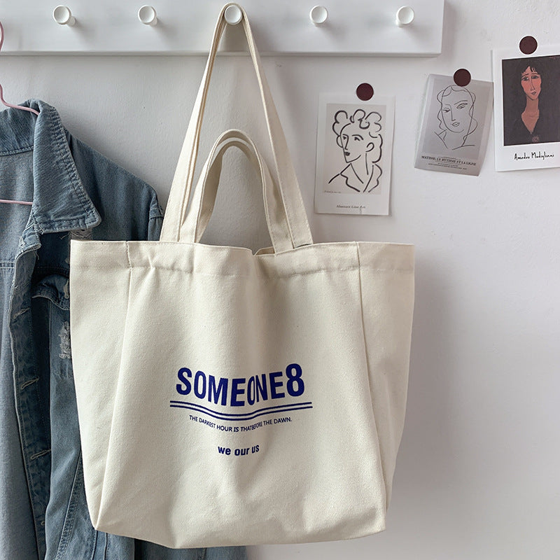 Women's Canvas Idle Style Artistic Simple Large Capacity Letter Bags