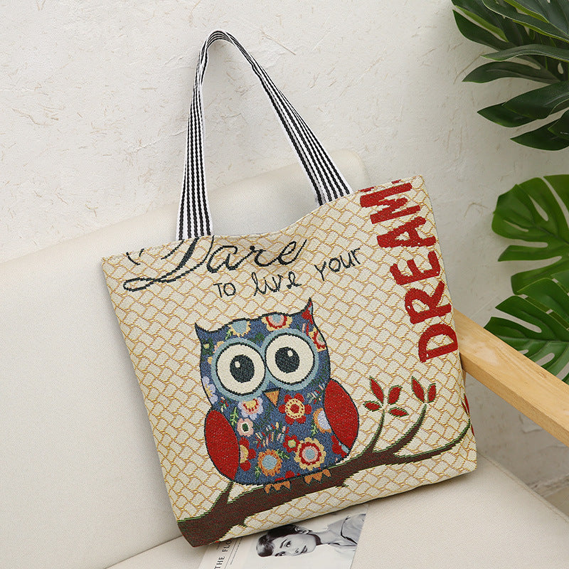 Cartoon Embroidered Leisure Big Owl Embroidery Bags