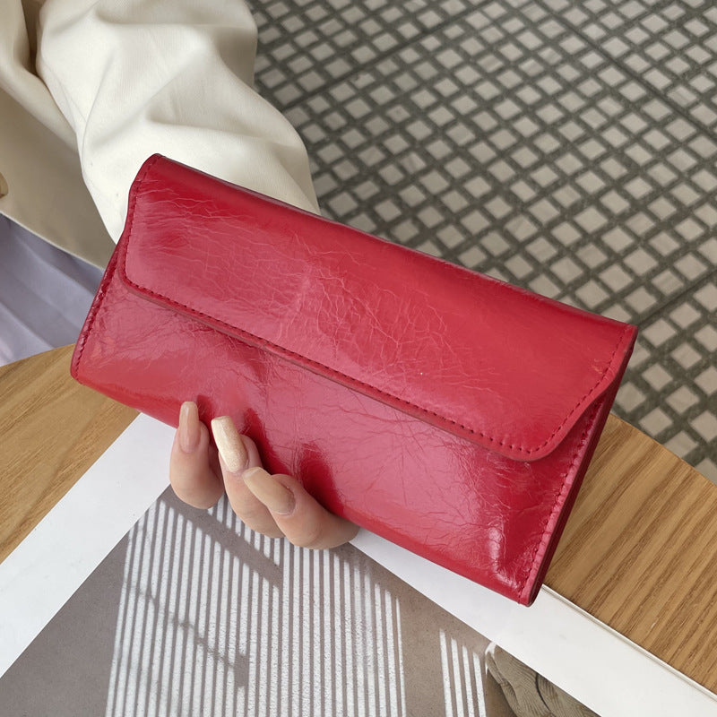 Women's Long Leather Crack Exquisite Large Capacity Ladies Wallet