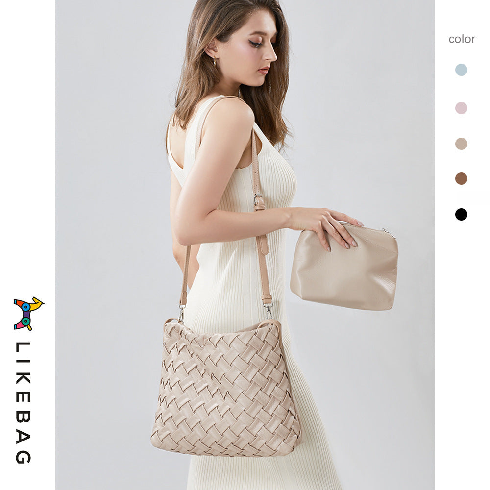 Women's Capacity Composite Portable Soft Leather Textured Women's Shoulder Bag