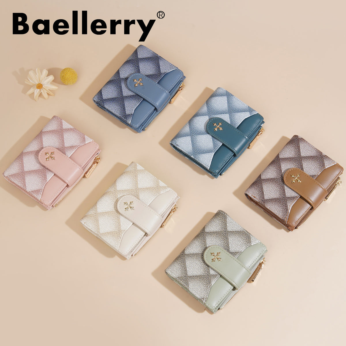 Women's No Short Diamond Pattern Hasp Zipper High Ladies Wallet