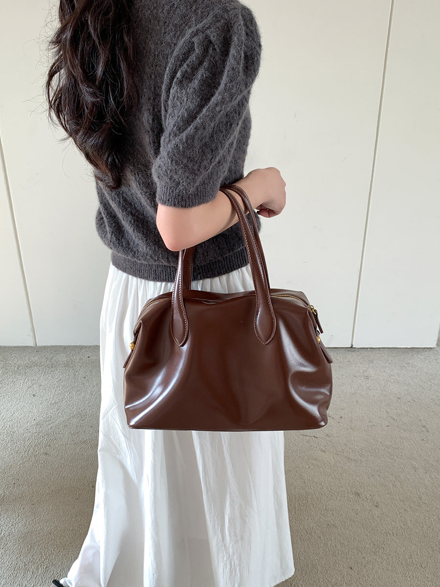 New High-grade Large Capacity Zipper Leather Handbags