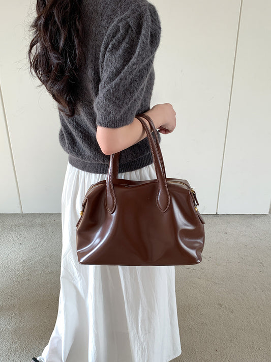 New High-grade Large Capacity Zipper Leather Handbags