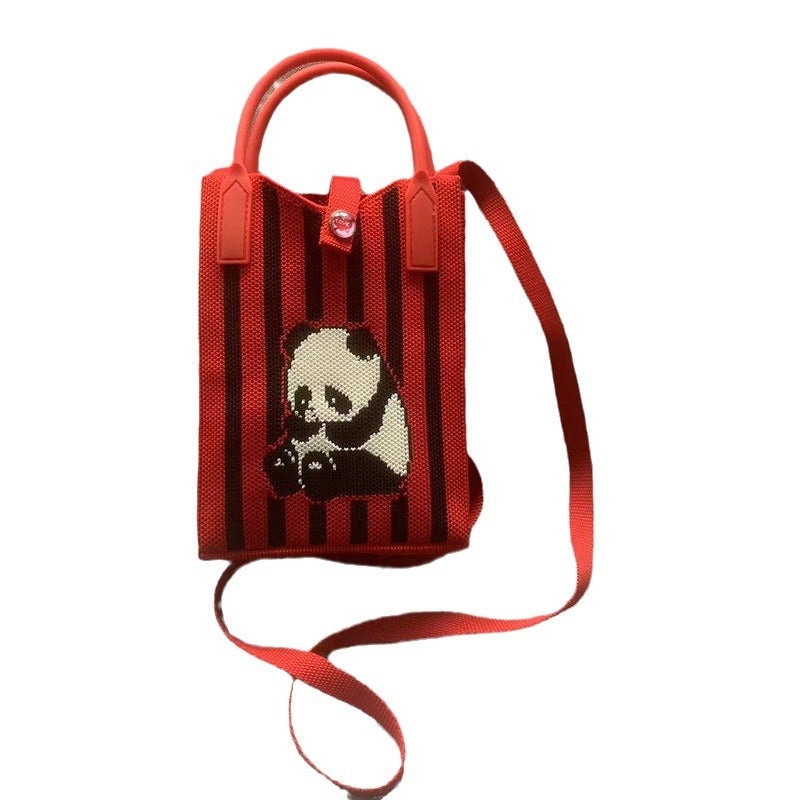 Panda Mobile Knit Personal Leisure Texture Handbags