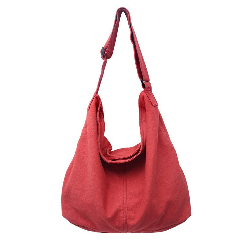 Women's Idle Style Washed Canvas Artistic Green Shoulder Bags