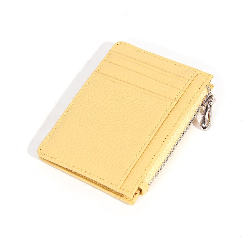 Women's & Men's & Leather Cowhide Solid-color Thin Section Card Holder