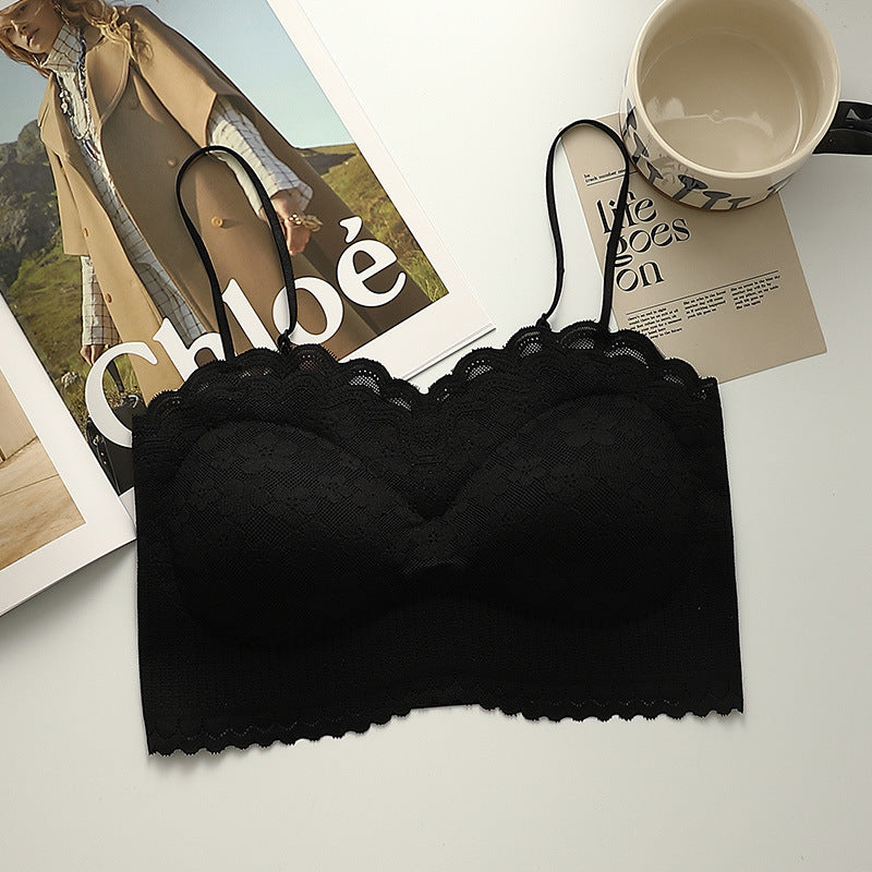 Women's One-piece Seamless Back Shaping Lace Sling Bras