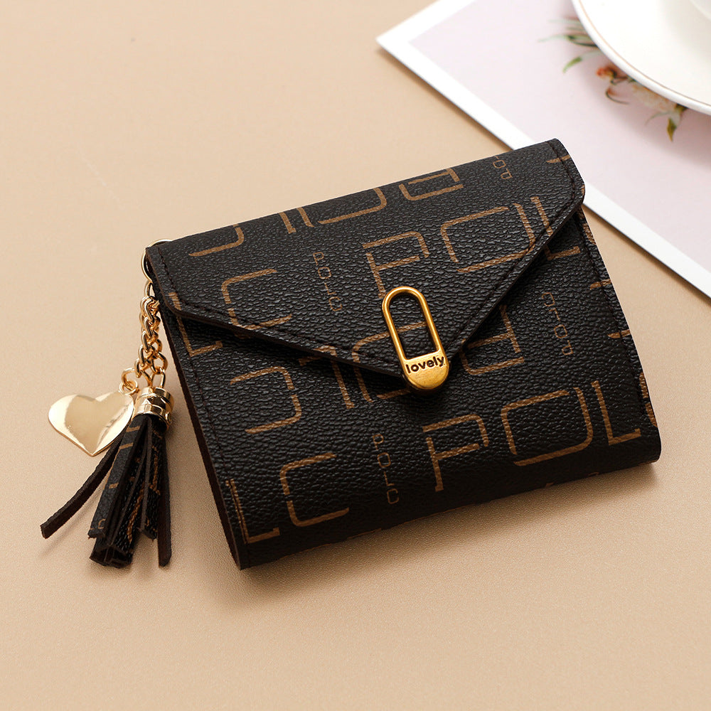 Women's Korean Style Short Tassel Printed Letter Ladies Wallet