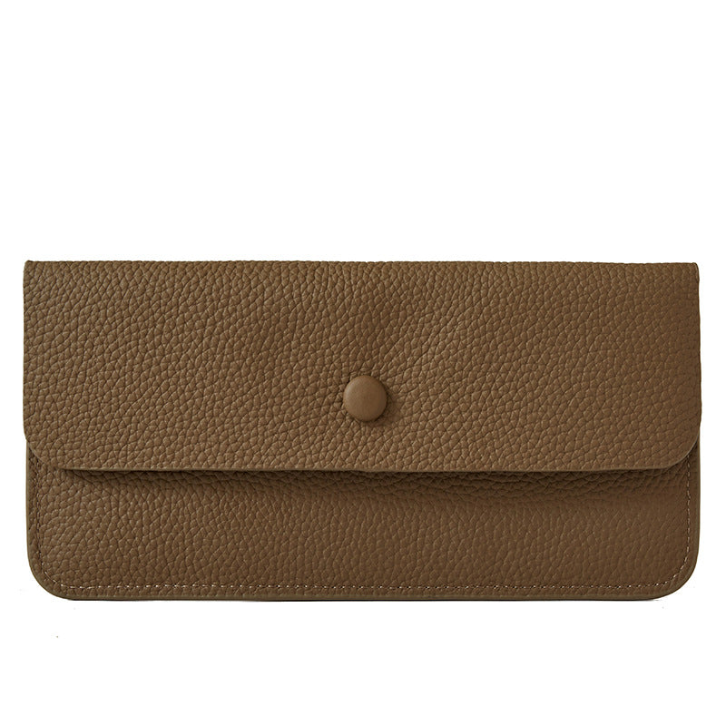 Women's Envelope Yellow Long Cowhide Clutch Leather Bags