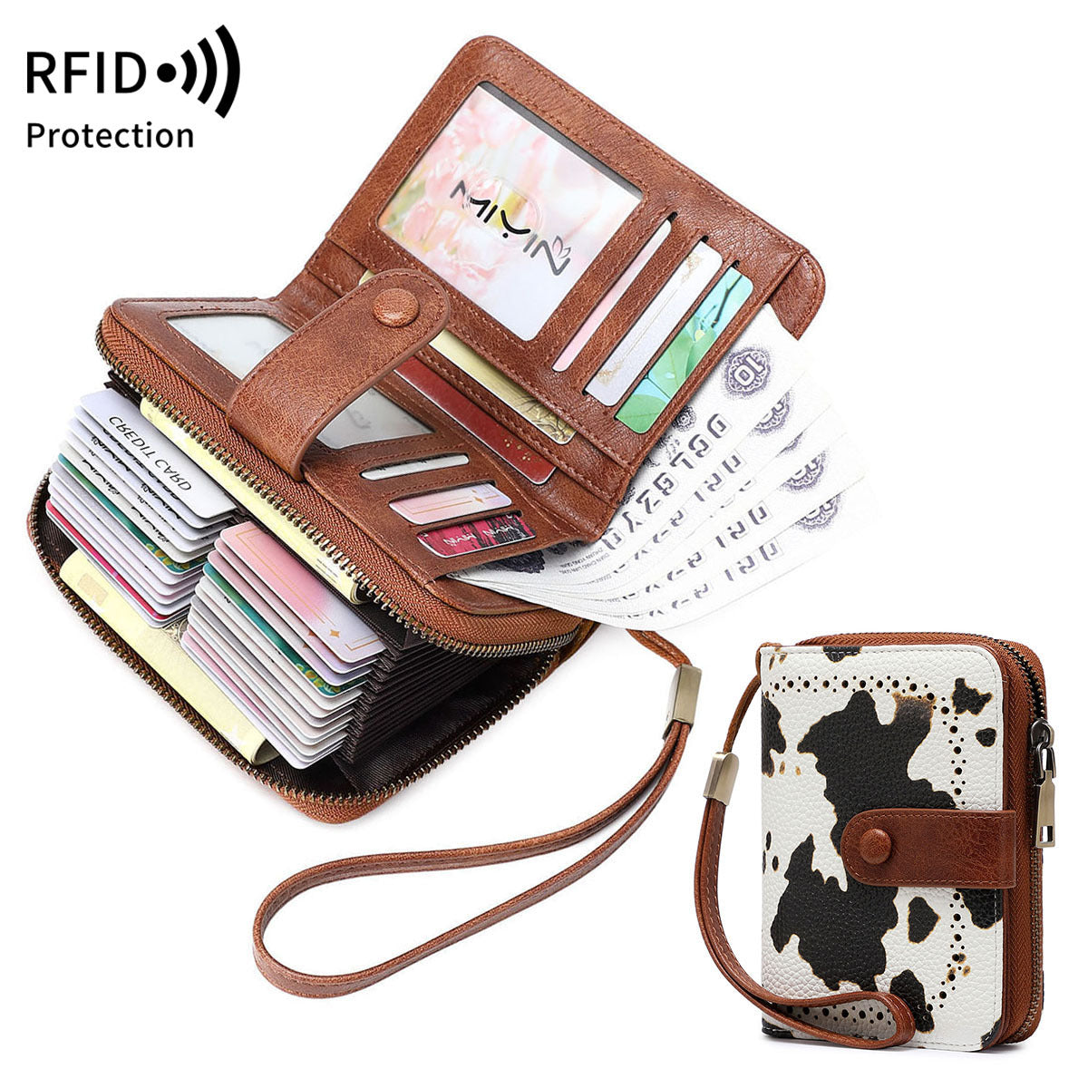 Women's Swiping Vintage Organ Multifunctional Oil Wax Card Holder