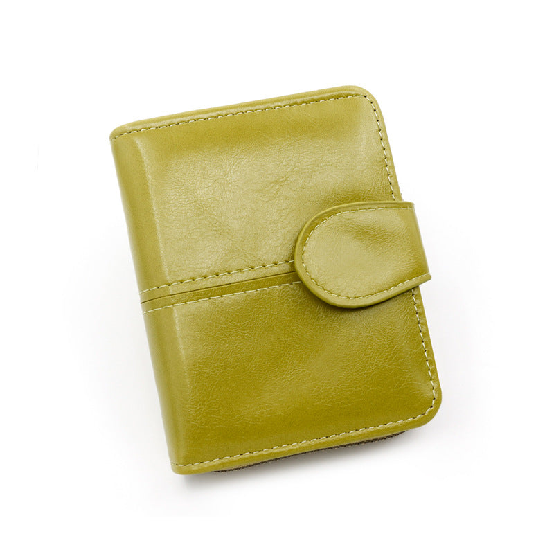 Women's Short Fashion Simple Zip Oil Wax Ladies Wallet