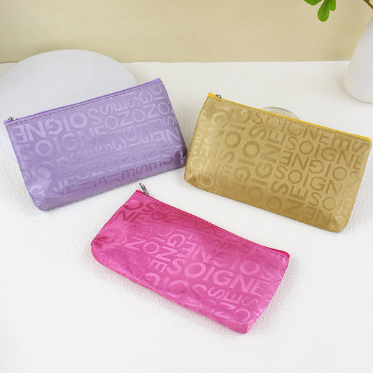 Women's Korean Leisure Letter Jacquard Horizontal Hand-held Cosmetic Bags