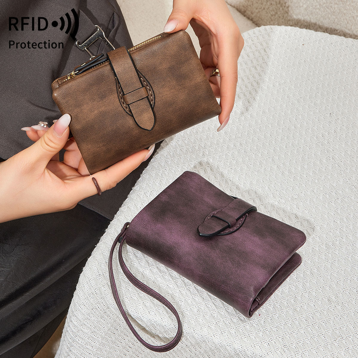Women's Leather Solid Color Off Short Style Fashion Zipper Coin Purses