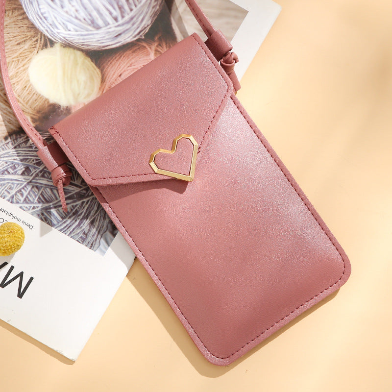 Transparent Touch Screen Mobile Female Retro Solid Color Crossbody Bags