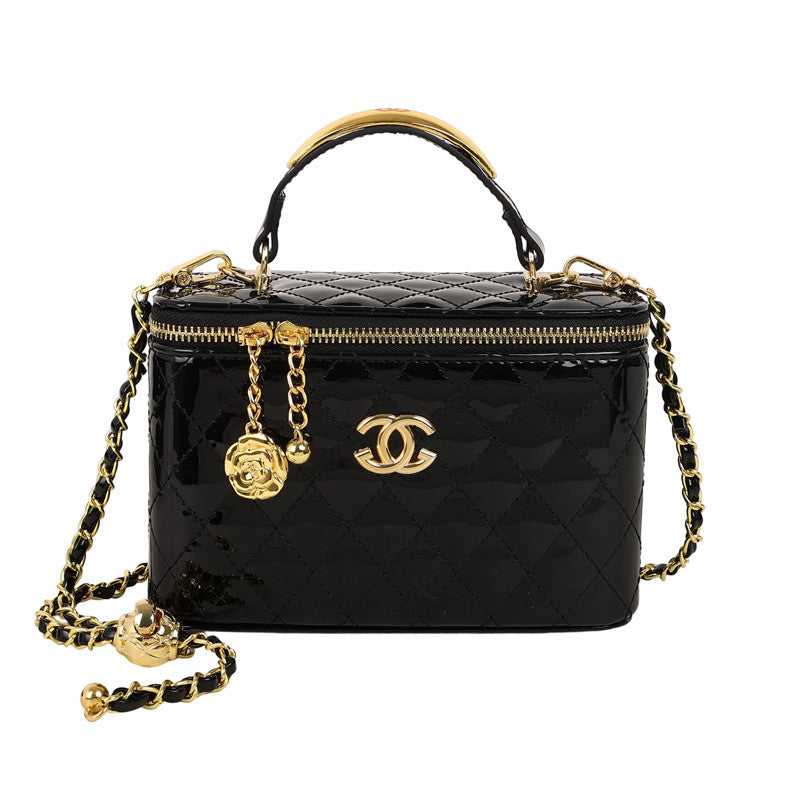 Women's Fashion Shiny Surface Rhombus Chain Portable Bags