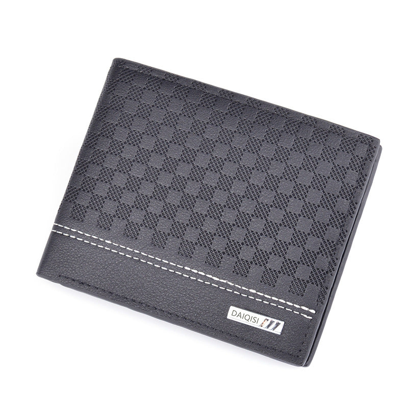 Men's Chic Simple Plaid Thin Male Youth Large Capacity Horizontal Soft Men's Wallet