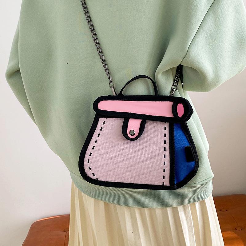 Women's Two-dimensional Fashion Chain Contrast Color Women's Shoulder Bag