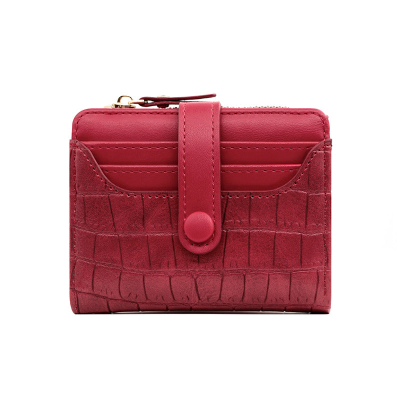 Women's Korean Crocodile Pattern Short Thin Large Ladies Wallet