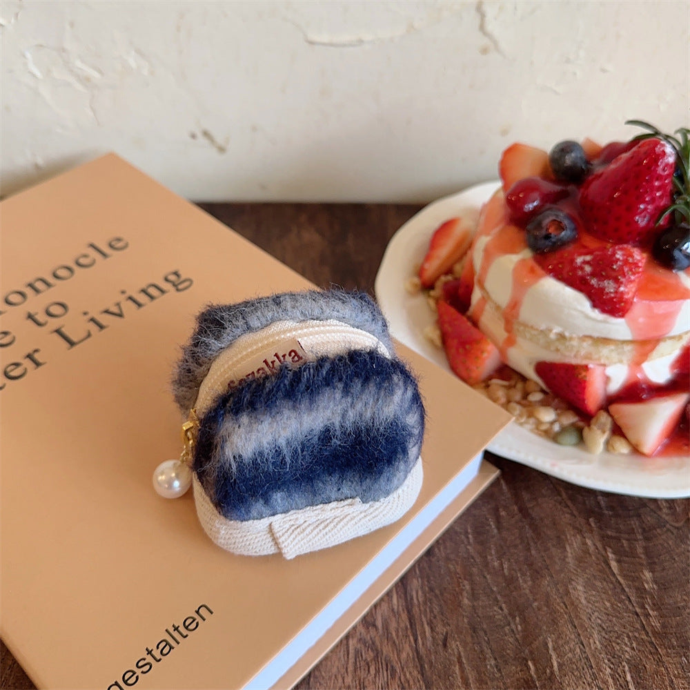 Cute Plush Woolen Soft Cloth Shell Cosmetic Bags