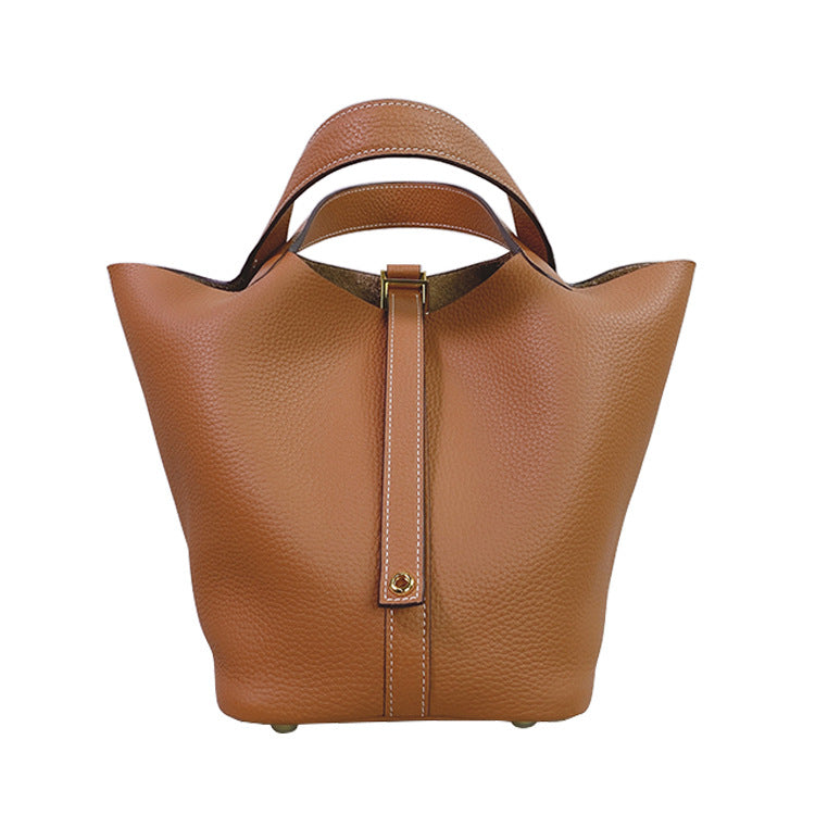 Women's Cowhide Lychee Pattern Vegetable Basket Handbags