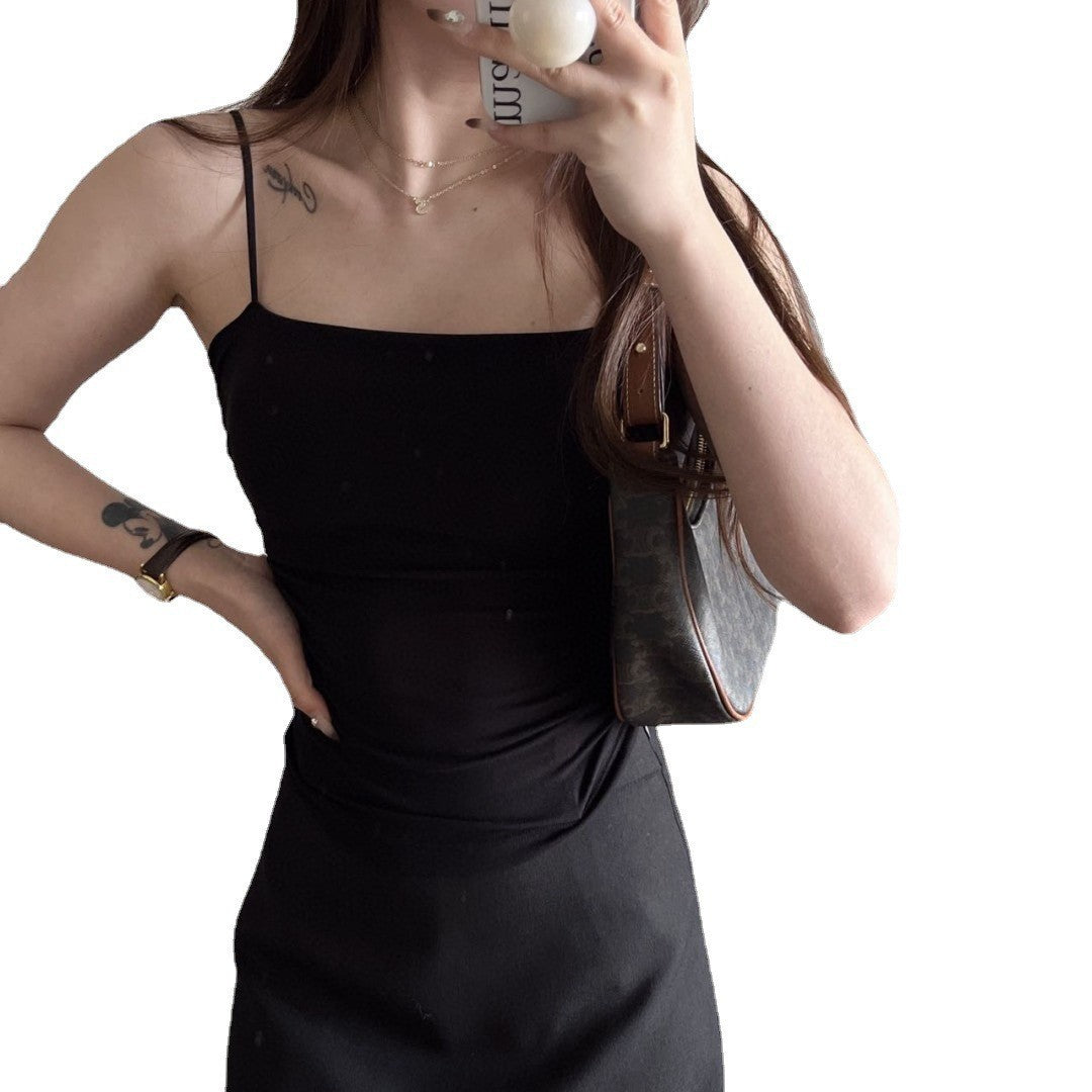 Women's Small Sling Chest Pad One-piece Bandeau Pleated Bottoming Bras