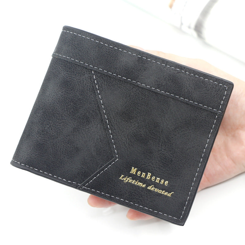 Men's Short Matte Leather Man's Large Capacity Men's Wallet
