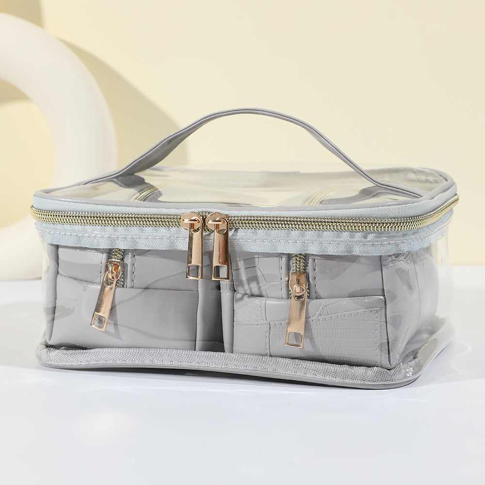 Women's Simple Crocodile Pattern High-grade Large Capacity Storage Waterproof Portable Cosmetic Bags