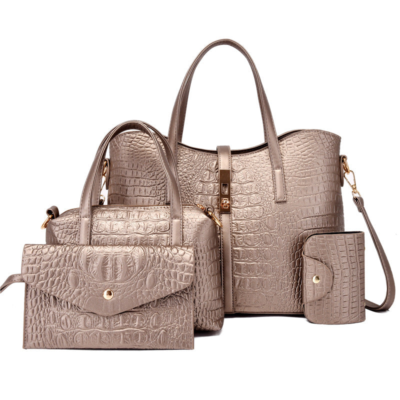 Mother Crocodile Pattern Fashion Large Capacity Handbags