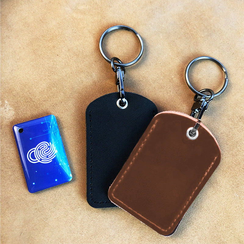 Drop-shaped Leather Property Community Induction Access Cover Card Holder