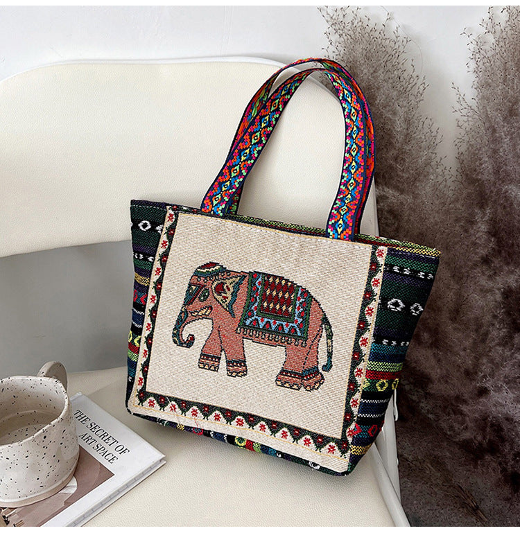 Women's Ethnic Style Embroidered Artistic Retro Large Capacity Linen Handbags
