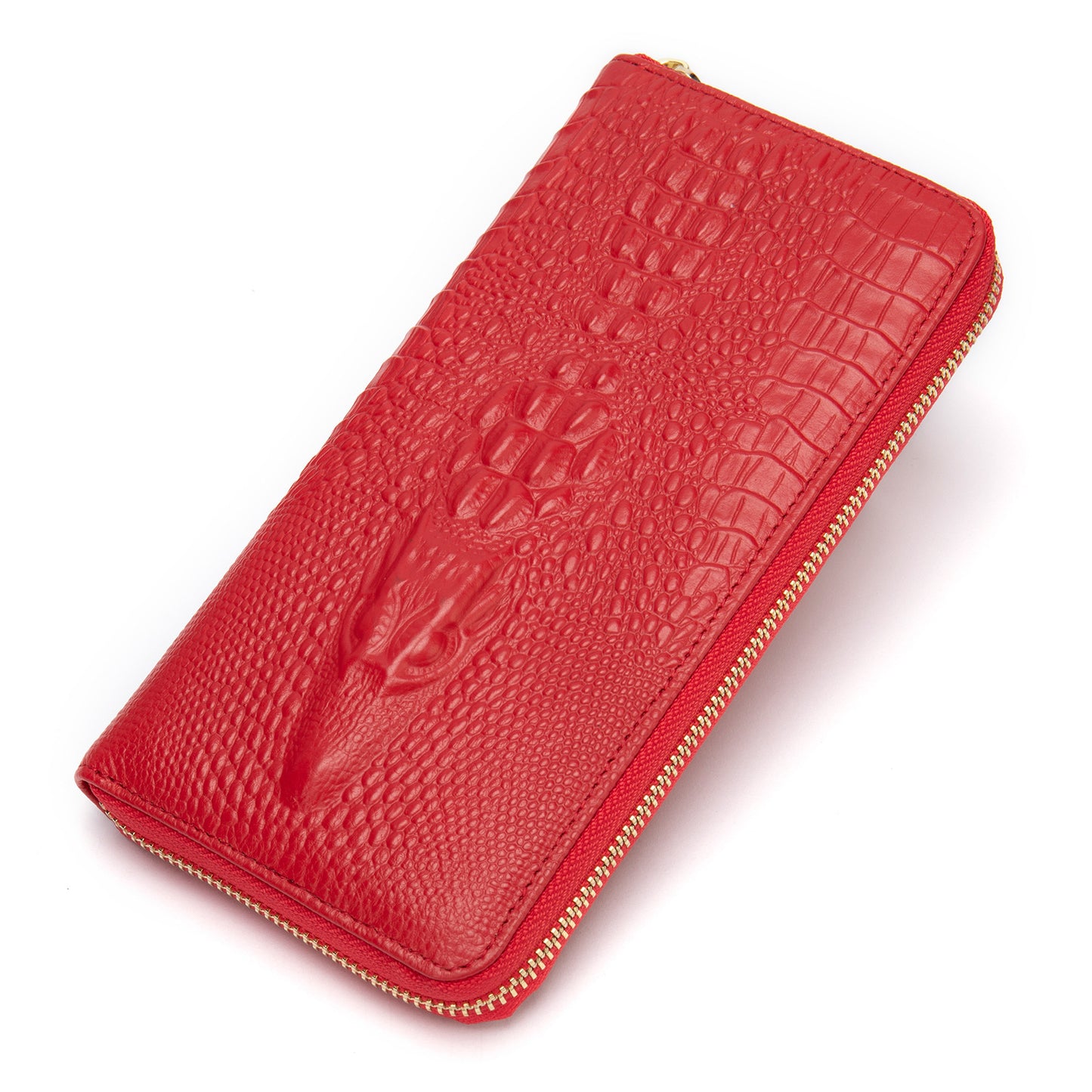 Men's Long Genuine Leather Crocodile Pattern Business Clutch First Men's Wallets