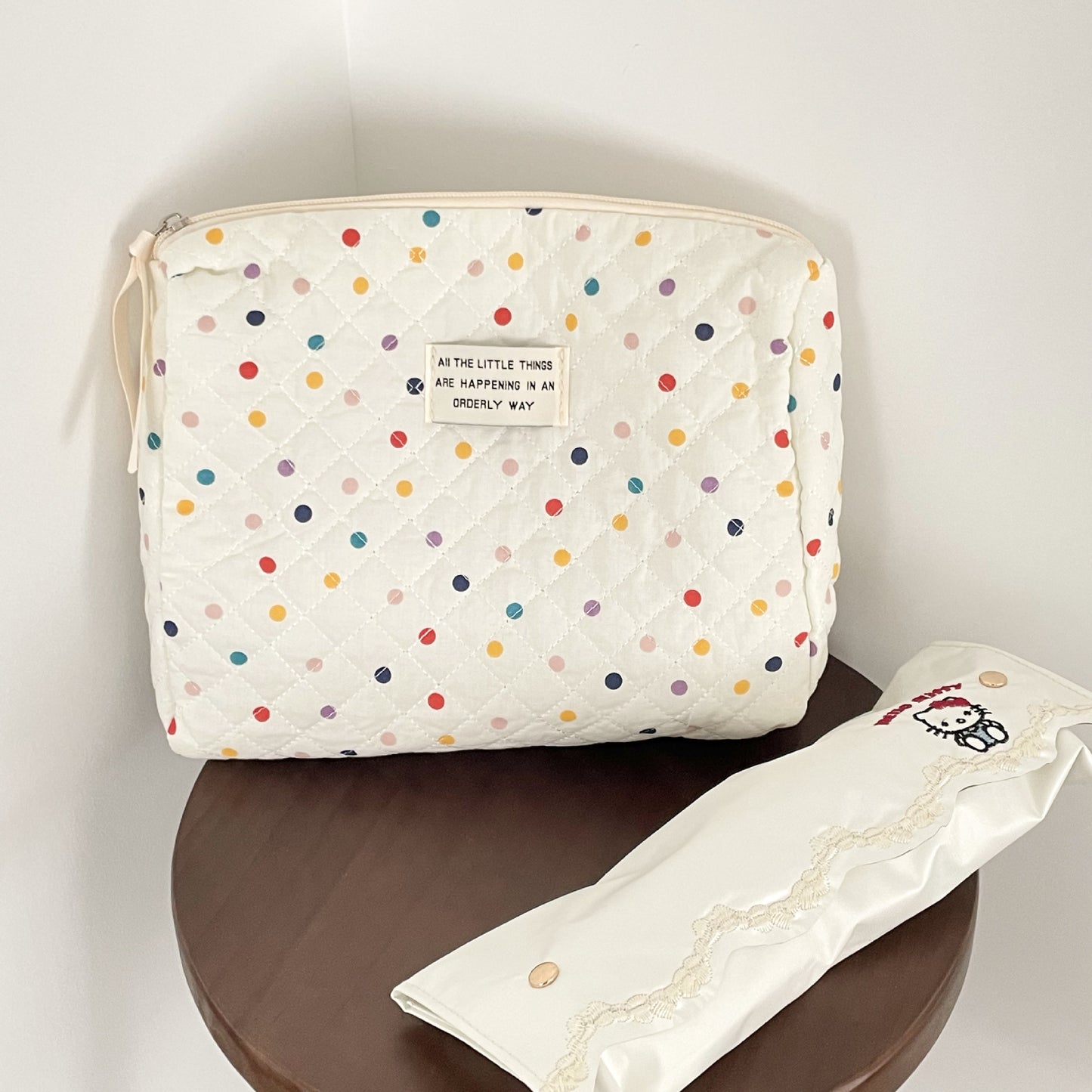 Polka Dot Storage Cotton Female Portable Cosmetic Bags