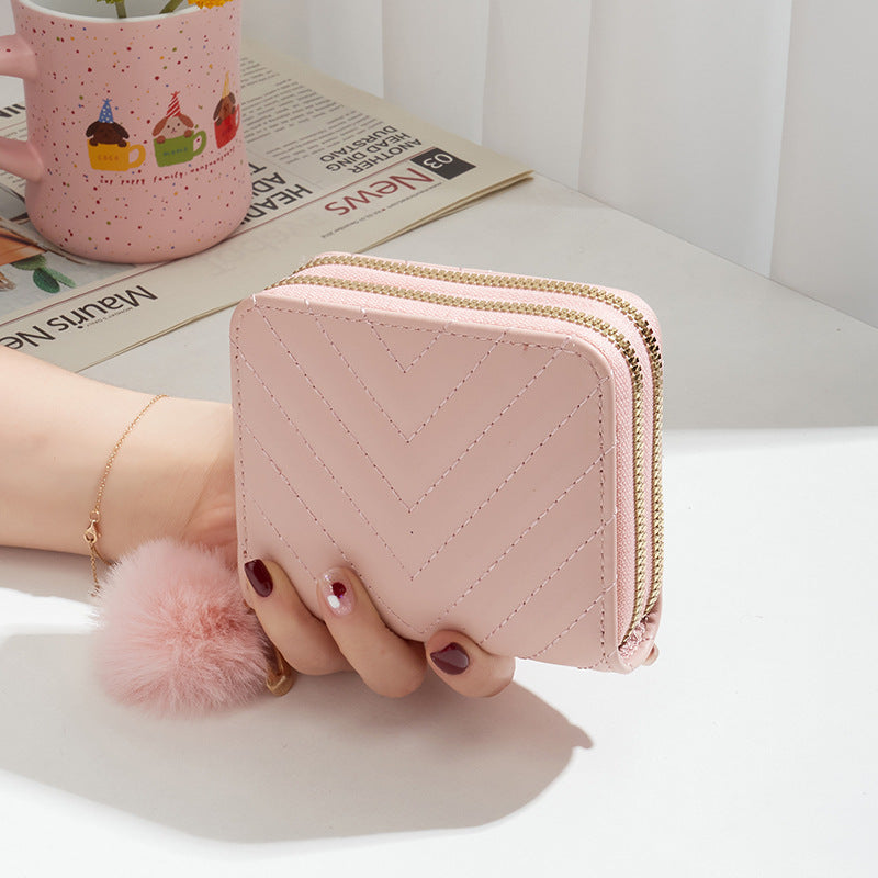 Unique Women's Twill Decoration Short Clutch Ladies Wallet