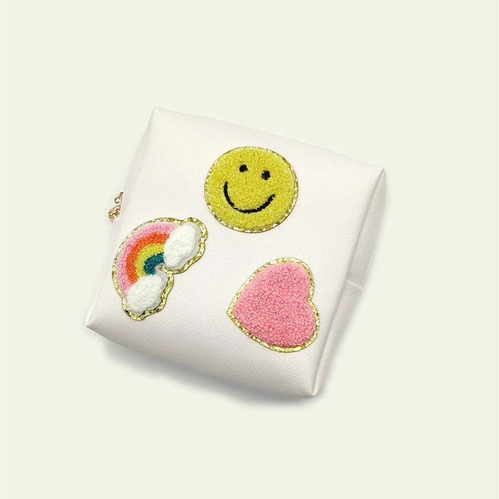 Women's Sanitary Napkin Towel Embroidery Letter Storage Toiletries Makeup Bag