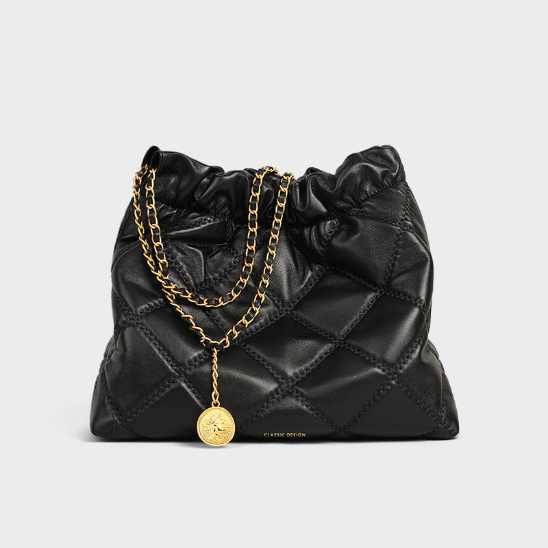 Women's Large Capacity Commuter Leather Chain Portable Bags