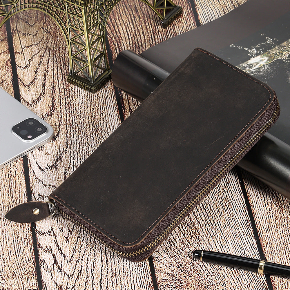 Women's & Men's Leather For Man Swiping Clutch High Sense Men's Wallet