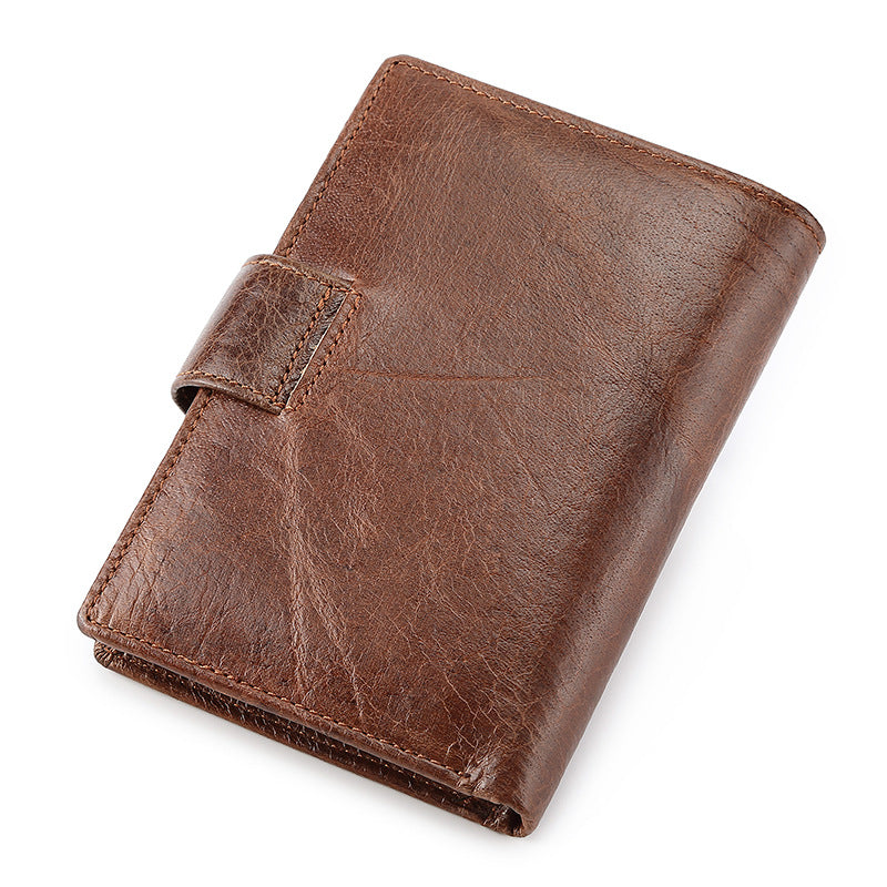 Men's Short Vintage Leather First Layer Vertical Men's Wallets