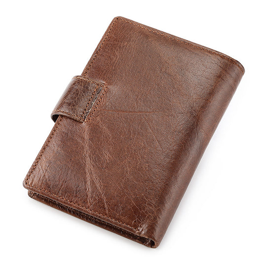 Men's Short Vintage Leather First Layer Vertical Men's Wallets