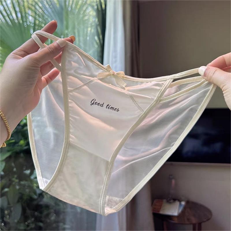 Women's Low Waist High Slit Sexy Briefs Summer Thin Milk Panties