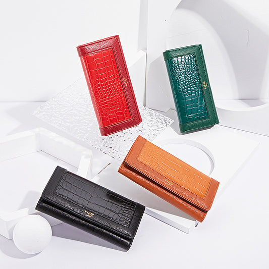 Women's Stylish Pretty Long Female Crocodile Ladies Wallets
