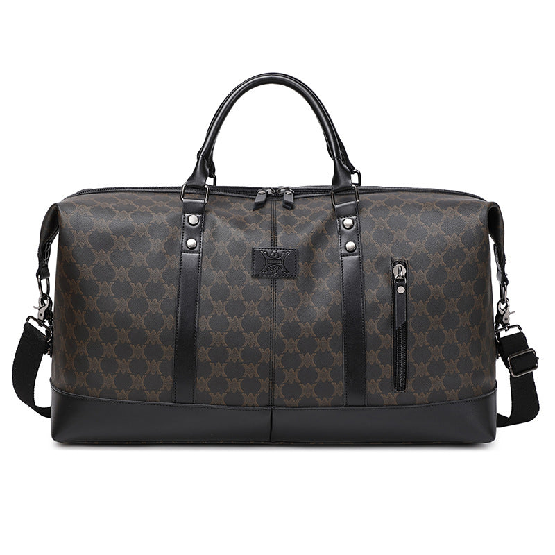 Men's Printed Leather Canvas Traveling Supplies Fitness Travel Bags