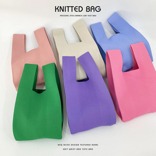 Women's Design Candy Color Simple Knitting Versatile Handbags