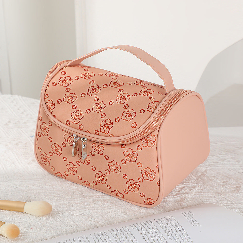 Women's Large Capacity Retro Embossing Storage Portable Outing Makeup Bag