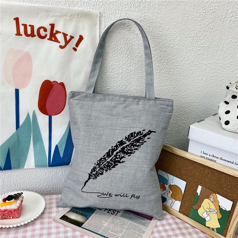 Canvas Printed Simple Fashion Packaging Book Handbags