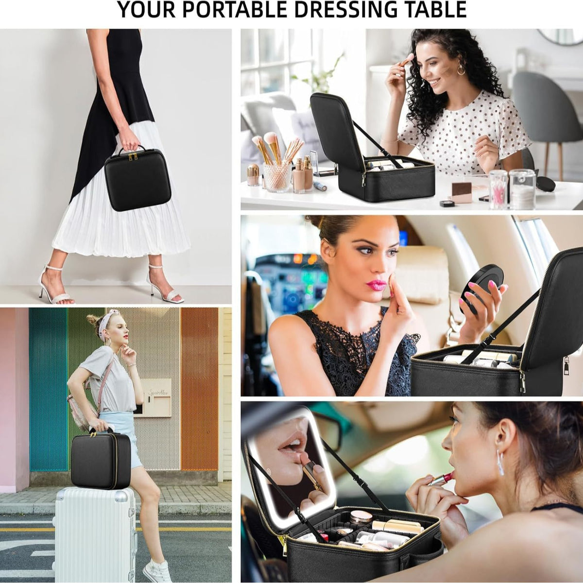 With Mirror City Simple Artist Light Cosmetic Cases
