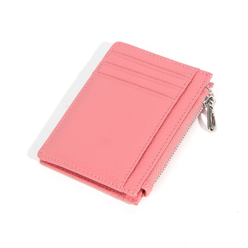 Women's & Men's & Leather Cowhide Solid-color Thin Section Card Holder