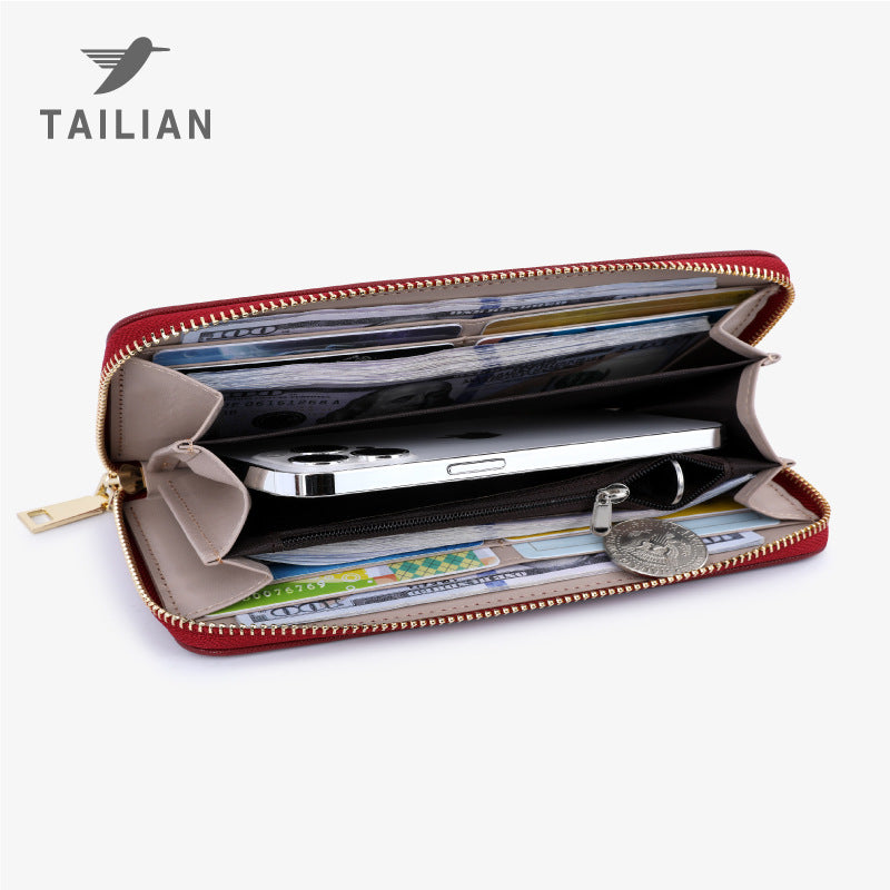 Women's Fashionable Long Cross Pattern Zip Clutch Ladies Wallets