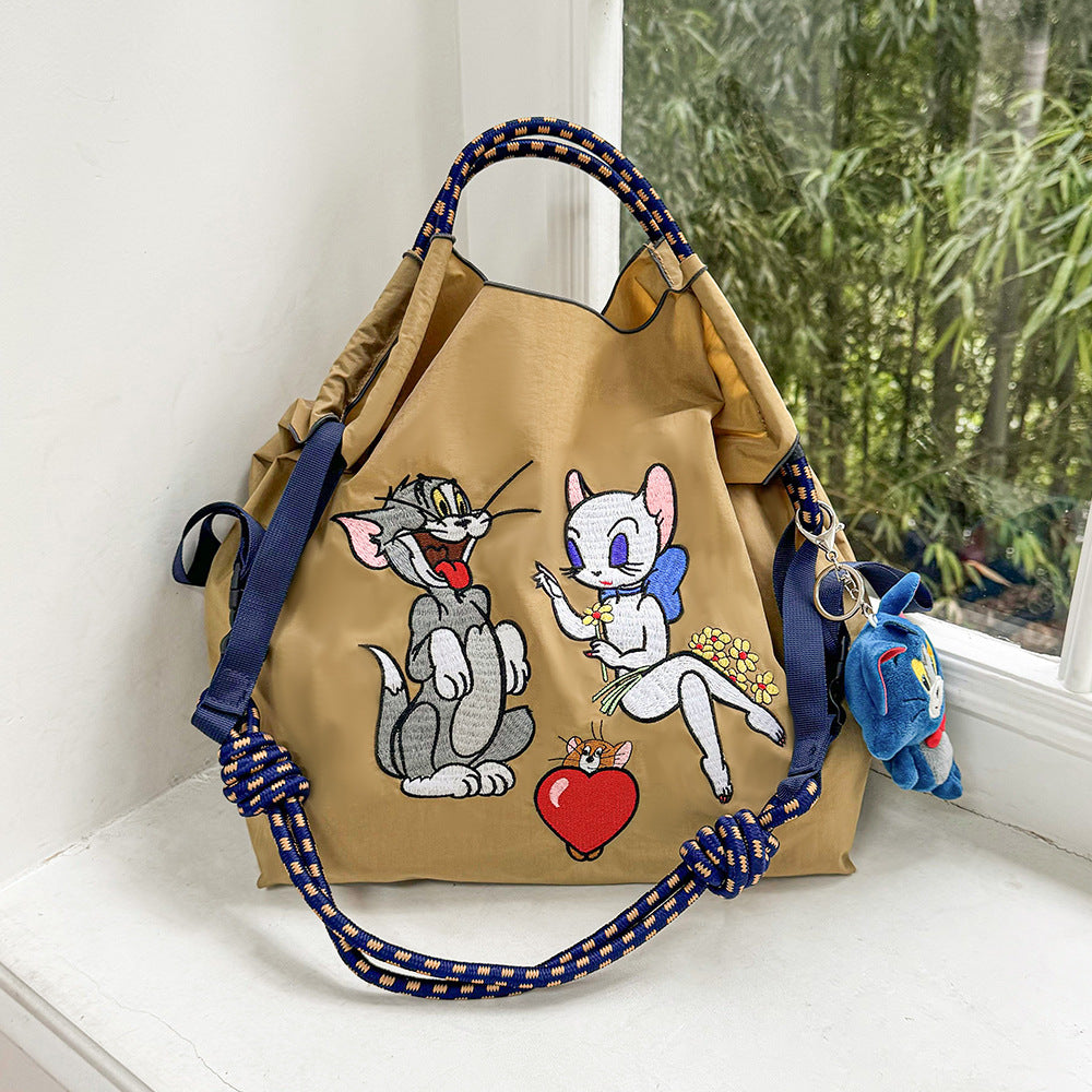 Authorized Embroidered Shopping Female Cartoon Fashion Portable Shoulder Bags