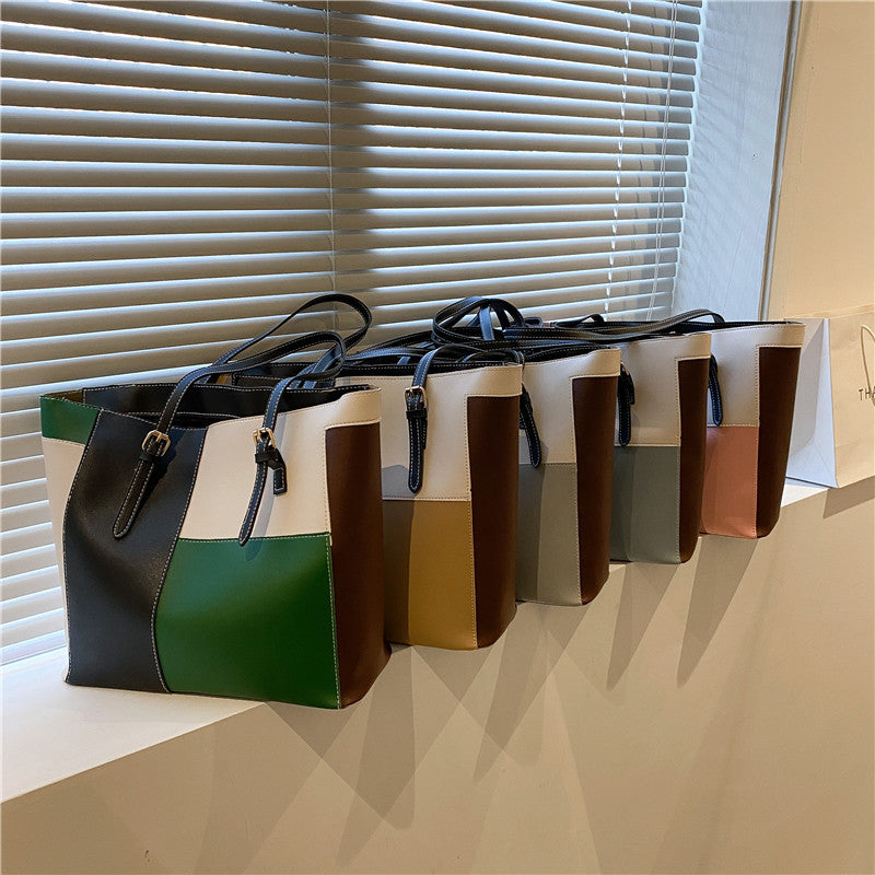 Women's Fashion Stitching Candy Color Western Style Soft Surface Handbags