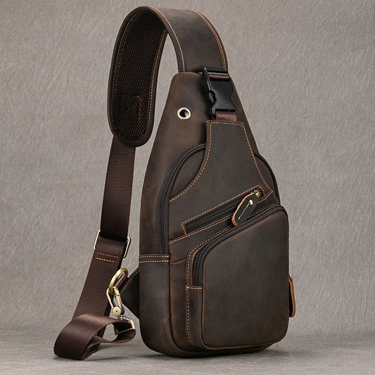 Men's Horse Leather Retro First Layer Cowhide Men's Chest Bags